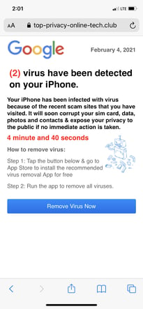Google virus redirect